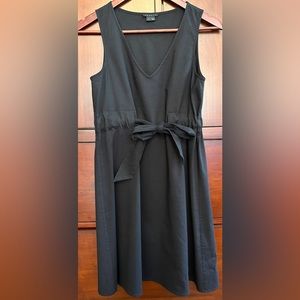 Ladies Theory Alfa Vintage Black Linen Blend A-Line Dress w/ front tie - SIZE 0